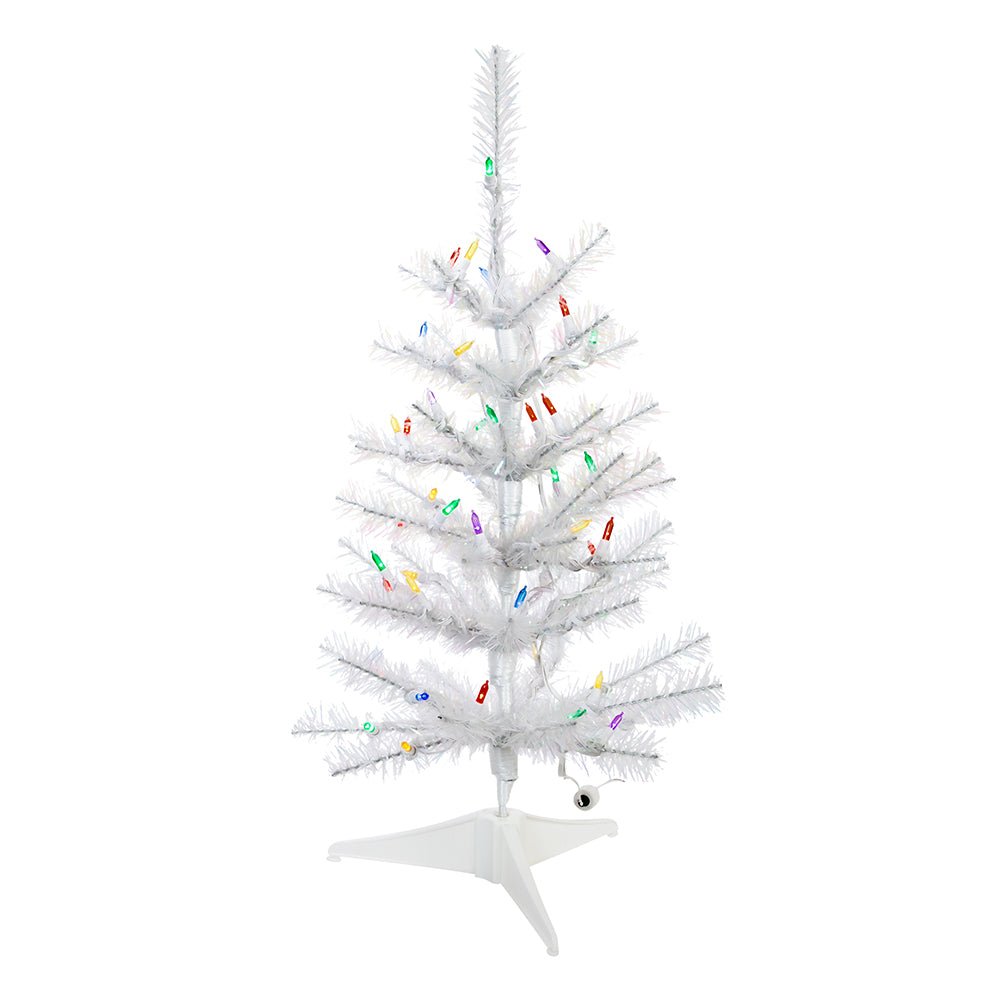 24" Pre - Lit Multicolored LED White Glisten Pine Tree by Kurt Adler - Tree Treasures