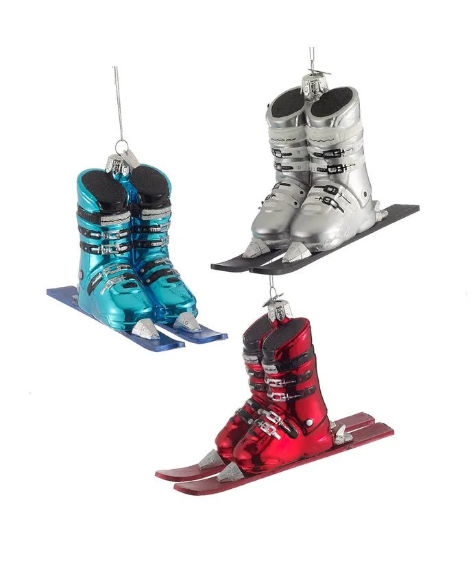 3 - Inch Short Button Boots Glass Ornament – Noble Gems by Kurt Adler - Tree Treasures