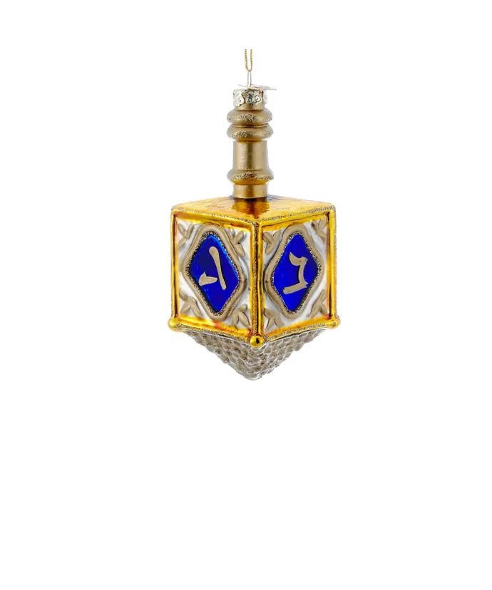 4.25 - Inch Glass Jewish Dreidel Ornament – Noble Gems - Tree Treasures