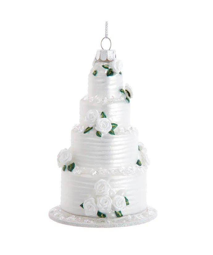 4.5 - Inch Four Tier Wedding Cake Glass Ornament – Noble Gems - Tree Treasures
