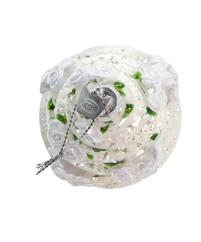 4.5 - Inch Four Tier Wedding Cake Glass Ornament – Noble Gems - Tree Treasures