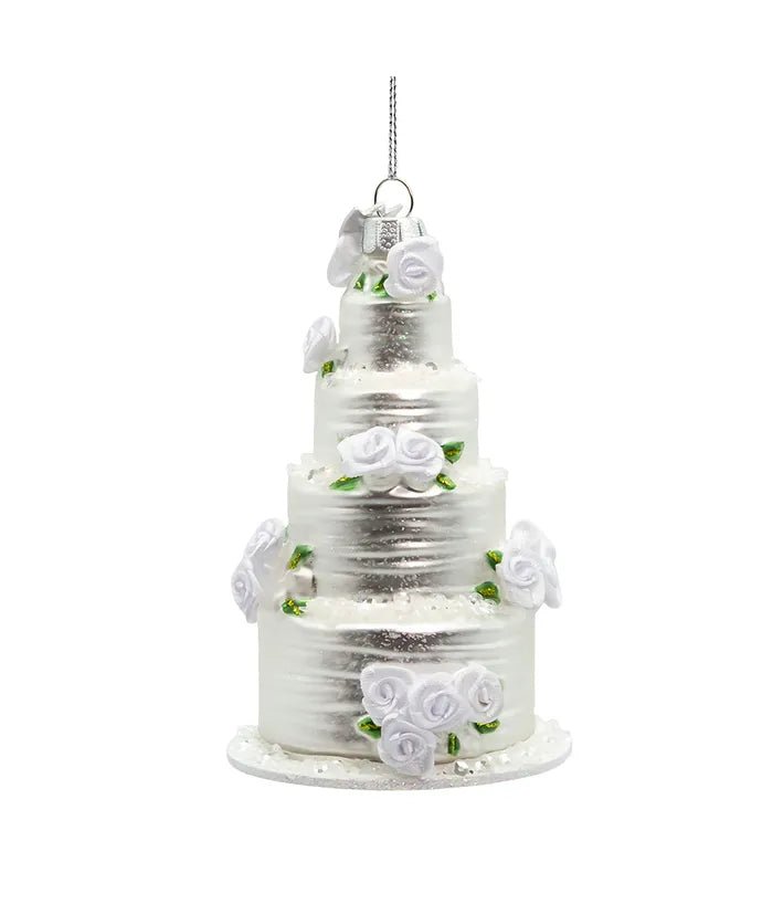 4.5 - Inch Four Tier Wedding Cake Glass Ornament – Noble Gems - Tree Treasures