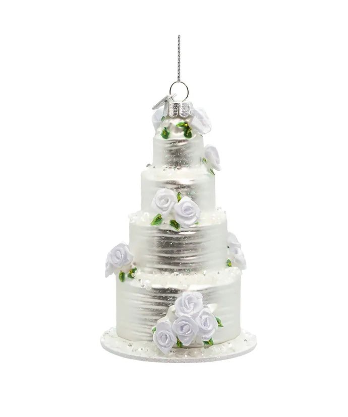 4.5 - Inch Four Tier Wedding Cake Glass Ornament – Noble Gems - Tree Treasures