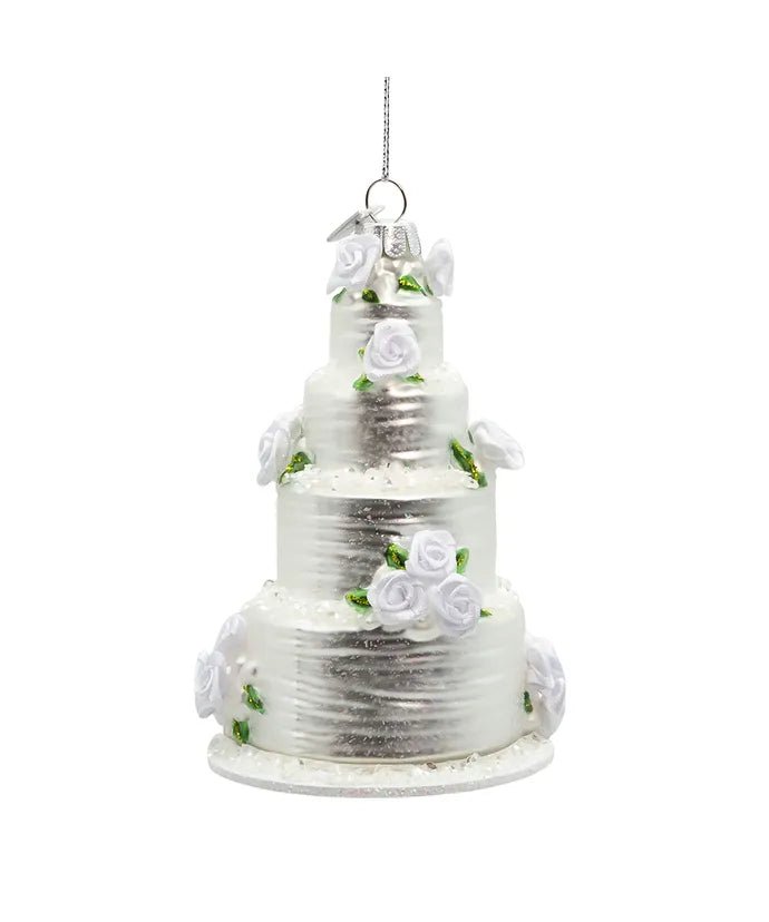 4.5 - Inch Four Tier Wedding Cake Glass Ornament – Noble Gems - Tree Treasures