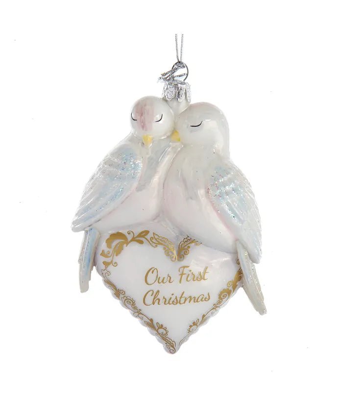 4.75 - Inch Doves First Christmas Heart Ornament – Noble Gems - Tree Treasures
