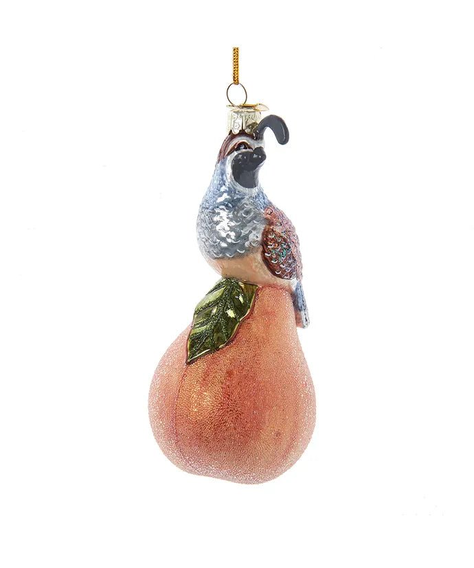 5 - Inch Partridge in a Pear Tree Glass Ornament – Noble Gems - Tree Treasures