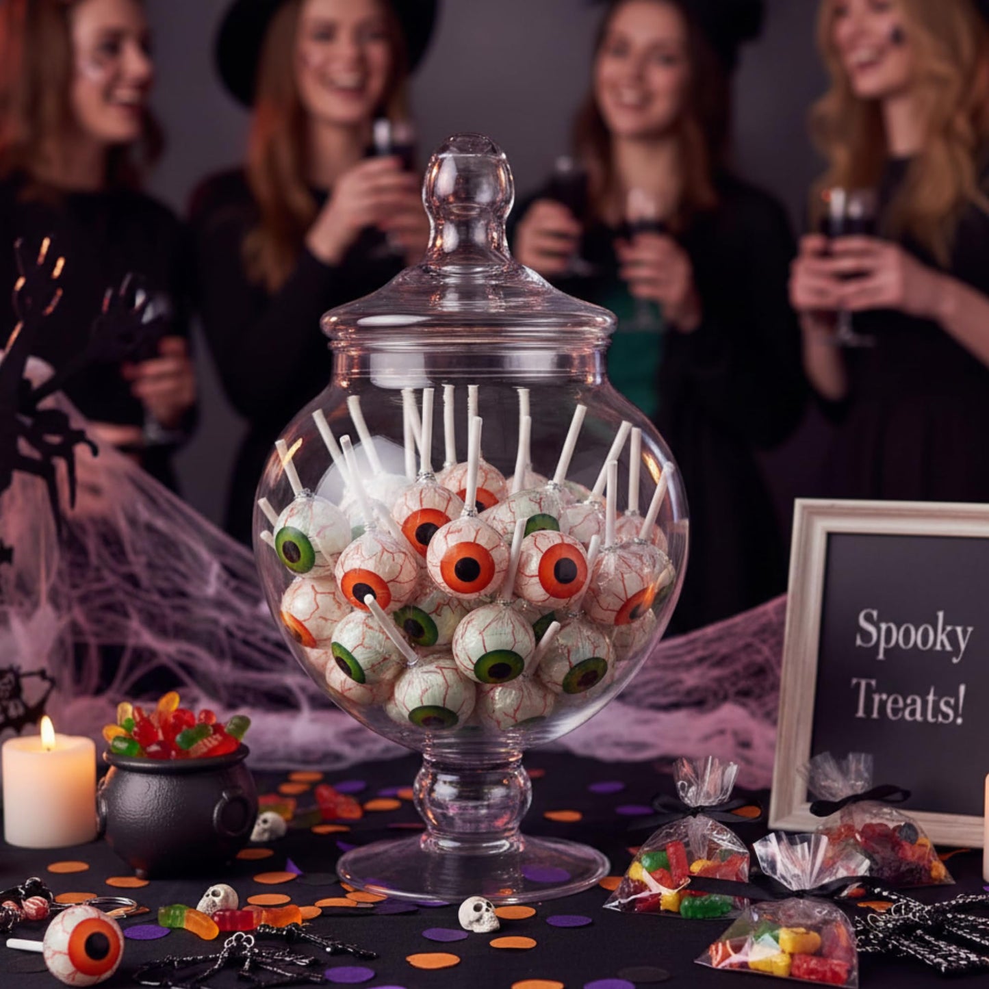 18 Pack Eyeball Print Lollipops – Spooky Individually Wrapped Halloween Candy for Party Favors, Trick-or-Treat Bags & Classroom Treats