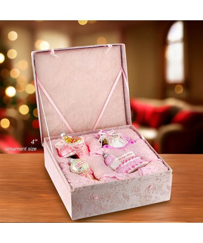 Baby Girl Glass Ornament Set – 4 Pieces – Noble Gems - Tree Treasures