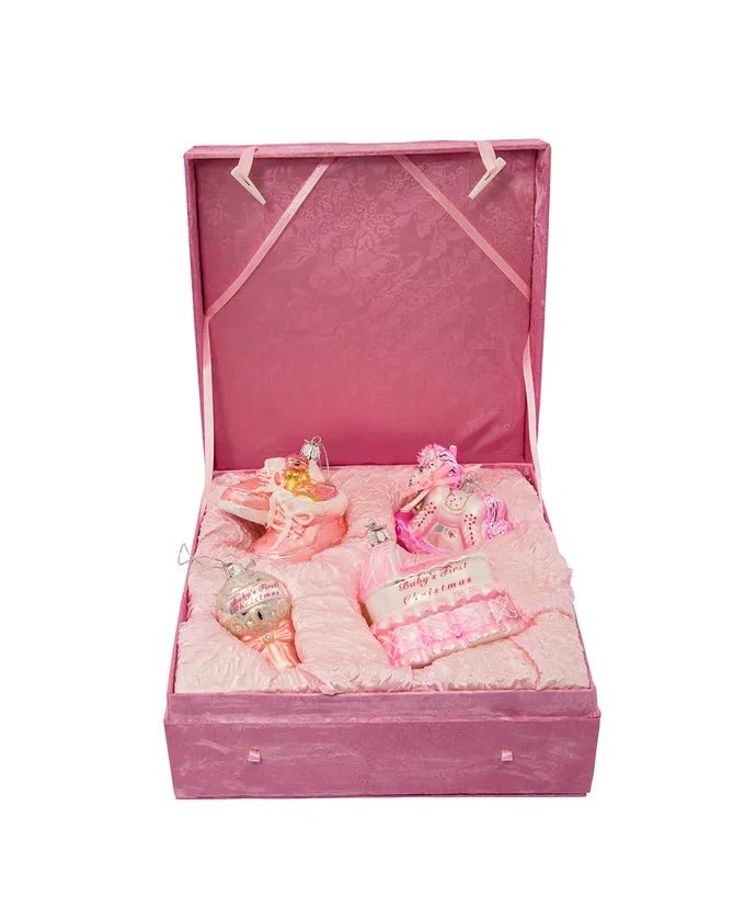 Baby Girl Glass Ornament Set – 4 Pieces – Noble Gems - Tree Treasures