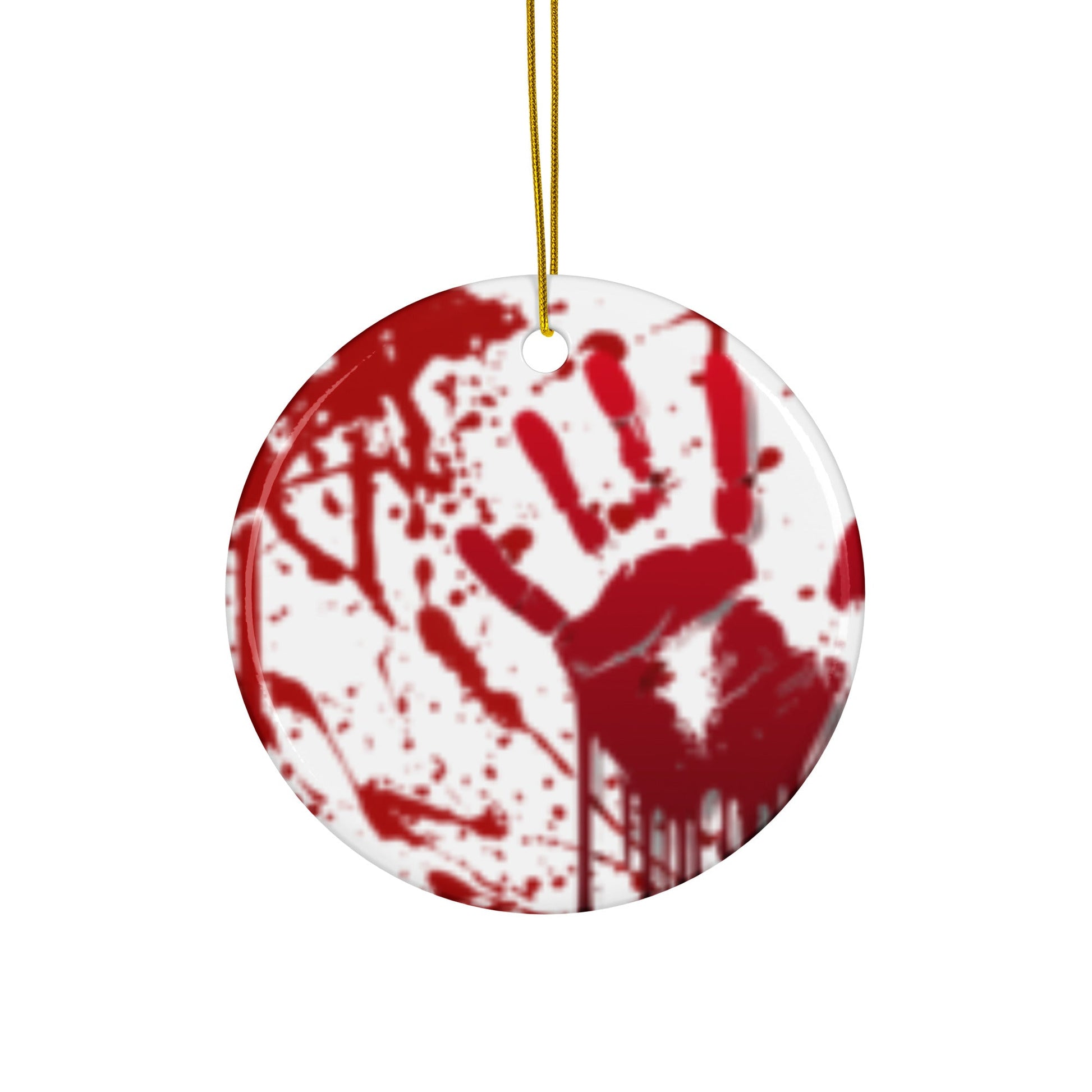 Bloody Handprint Horror Ornament – Creepy Christmas Decor in 4 Shapes - Tree Treasures