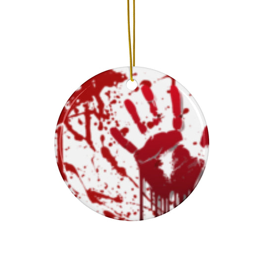 Bloody Handprint Horror Ornament – Creepy Christmas Decor in 4 Shapes - Tree Treasures