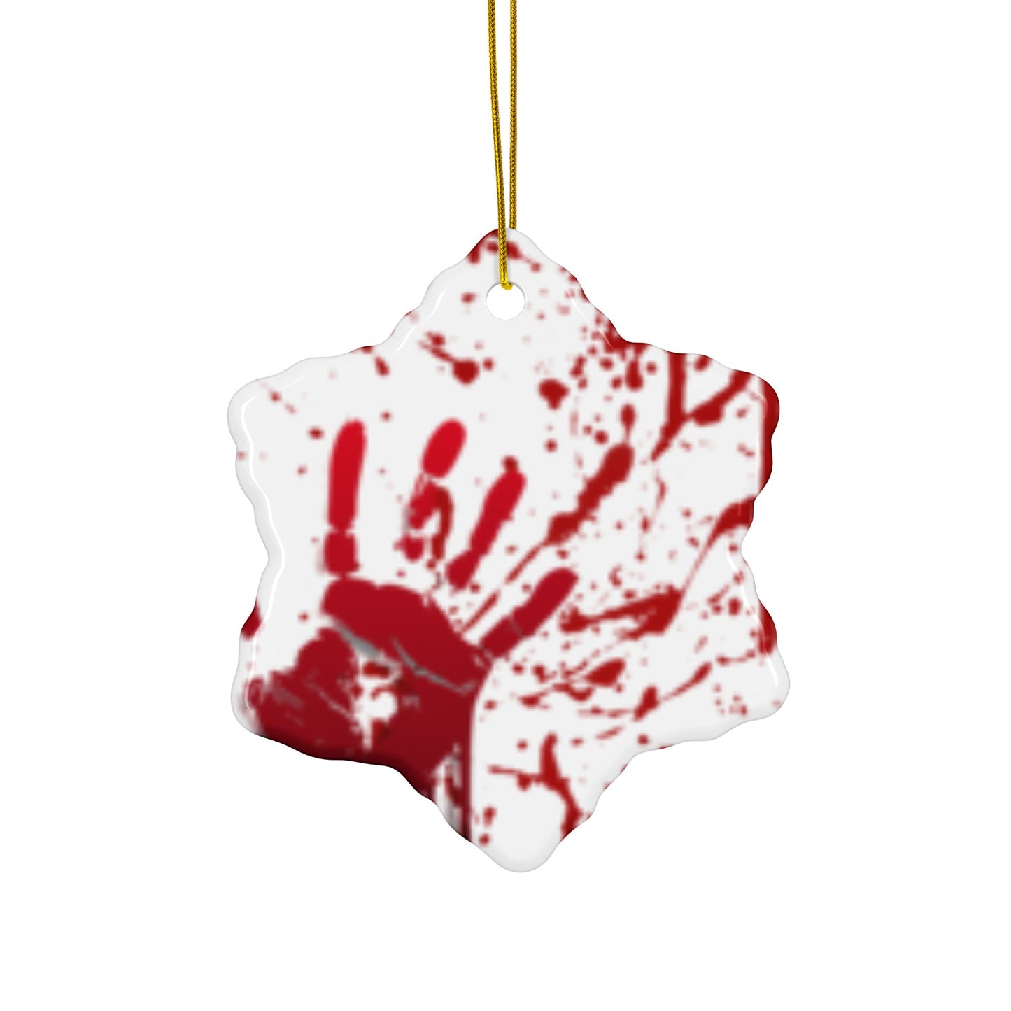 Bloody Handprint Horror Ornament – Creepy Christmas Decor in 4 Shapes - Tree Treasures