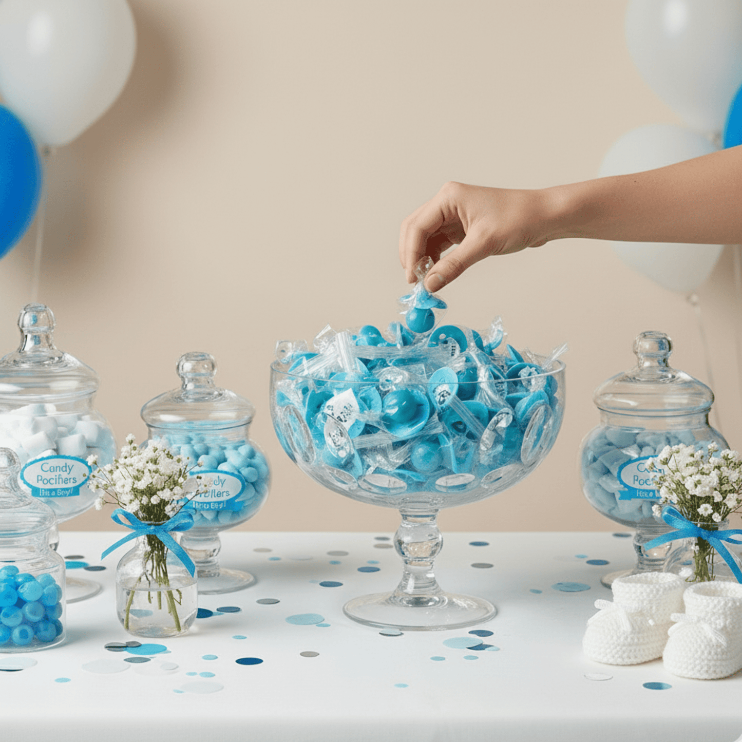 Blue Pacifier Candy – It’s a Boy! Ring Lollipops 0.5 oz Peg Bag for Baby Showers & Gender Reveals - Tree Treasures