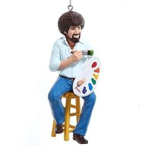Bob Ross on Stool Ornament, 4" by Kurt Adler - Tree Treasures