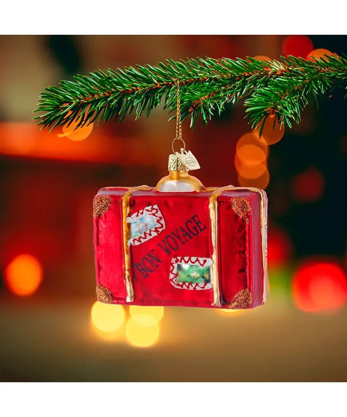 Bon Voyage Suitcase Ornament – 3.5 - Inch Noble Gems Glass - Tree Treasures