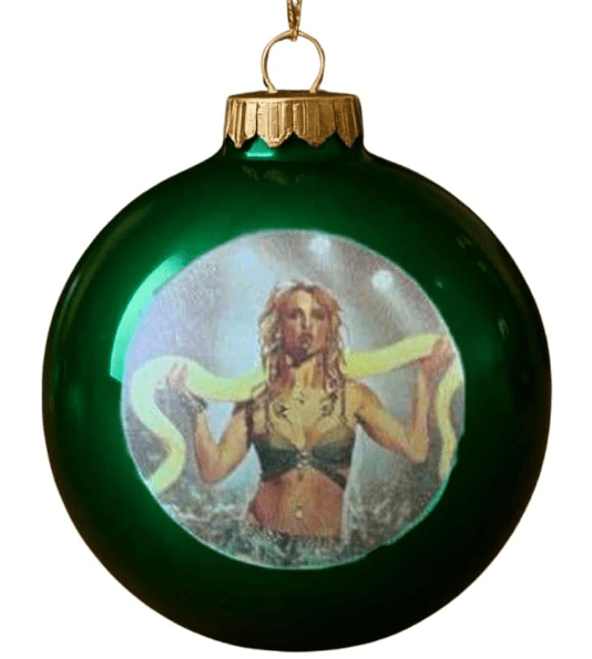 Britney Spears Snake Ornament – Amber or Emerald Shatterproof Ball - Tree Treasures