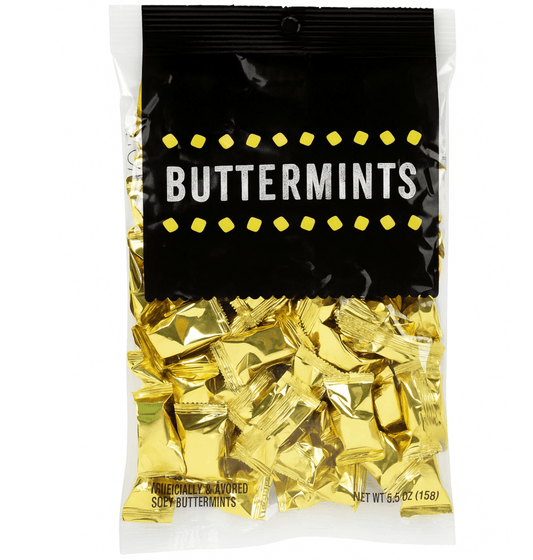 BUTTERMINTS GOLD WRAPPED 5.75 OZ PEG BAG : Buttermints, Individually Wrapped, 5.75oz Bag, GOLD - Tree Treasures