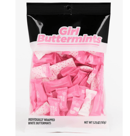 BUTTERMINTS IT'S A GIRL WRAPPED 5.75 OZ PEG BAG : Buttermints, Individually Wrapped, 5.75oz Bag, IT'S A GIRL - Tree Treasures