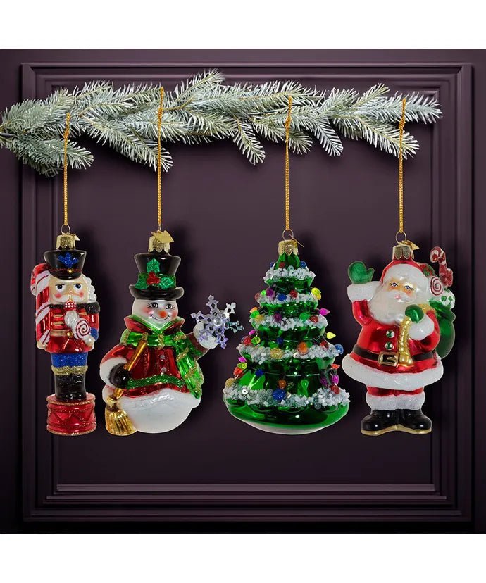 Christmas Ornament Box Set – 4 - Piece – 3"–5.75" – Noble Gems - Tree Treasures