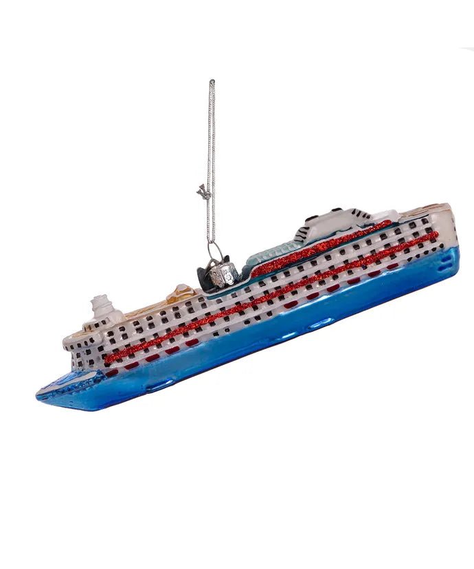 Cruise Ship Glass Ornament – 6 - Inch Noble Gems - Tree Treasures
