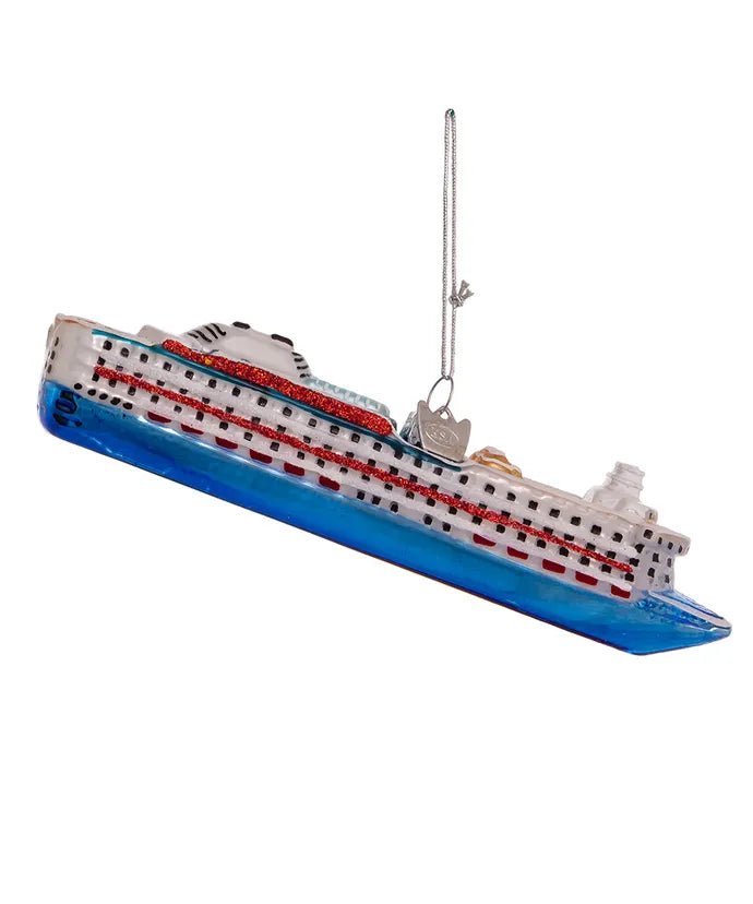Cruise Ship Glass Ornament – 6 - Inch Noble Gems - Tree Treasures
