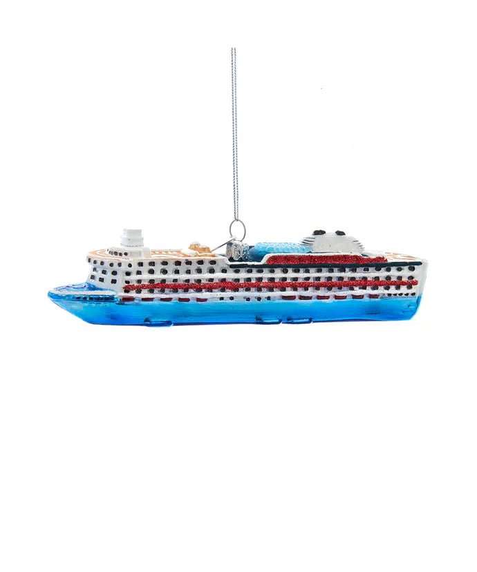 Cruise Ship Glass Ornament – 6 - Inch Noble Gems - Tree Treasures