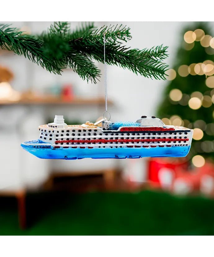 Cruise Ship Glass Ornament – 6 - Inch Noble Gems - Tree Treasures