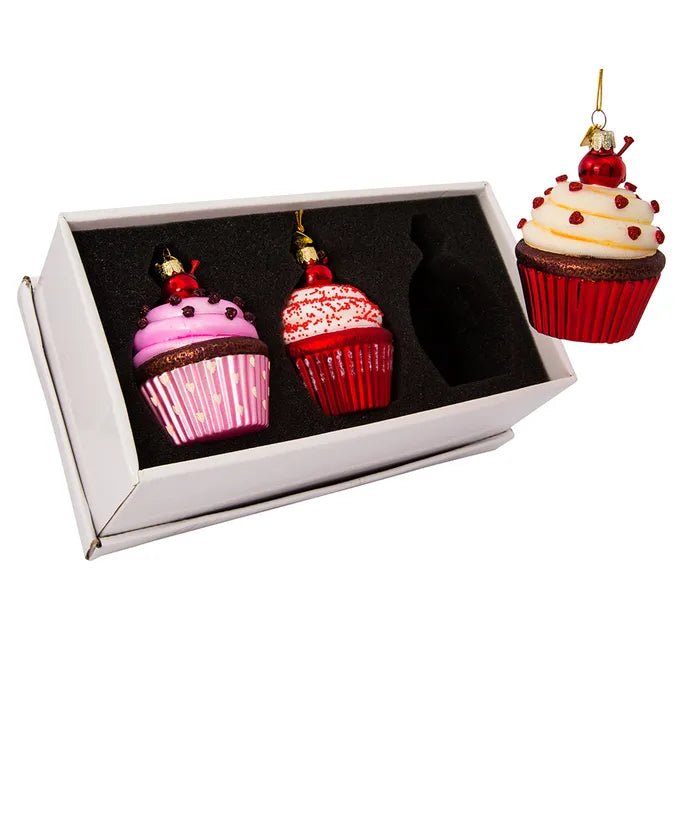 Cupcake Glass Ornament Set – 3.65 - Inch Noble Gems (3 Pieces) - Tree Treasures
