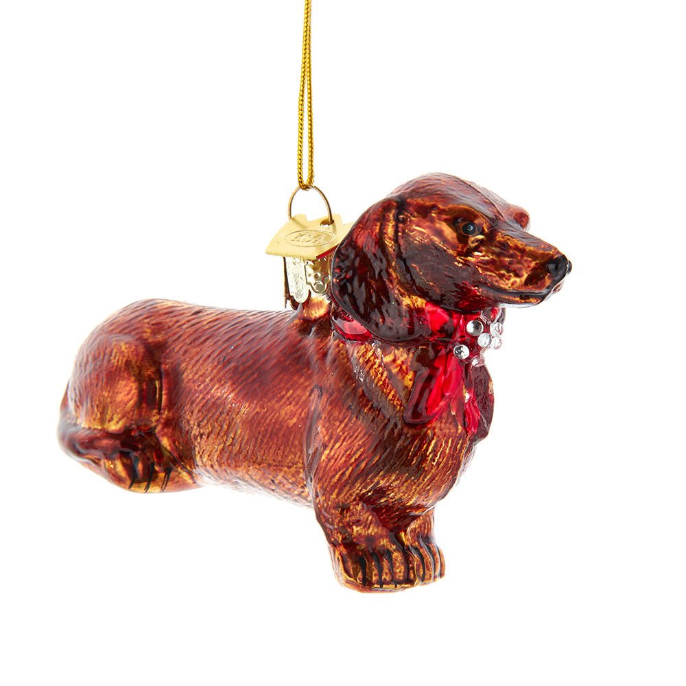 Dachshund with Bow Glass Ornament – Noble Gems - Tree Treasures