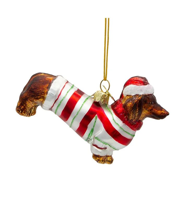 Dachshund with Bow Glass Ornament – Noble Gems - Tree Treasures
