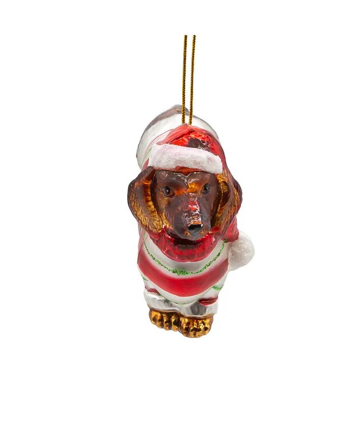 Dachshund with Bow Glass Ornament – Noble Gems - Tree Treasures