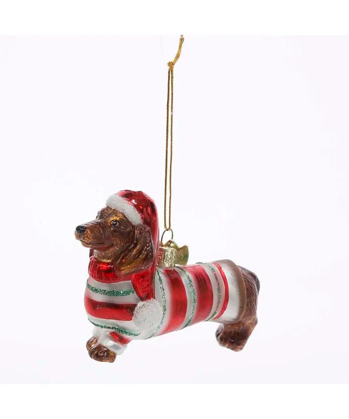 Dachshund with Bow Glass Ornament – Noble Gems - Tree Treasures