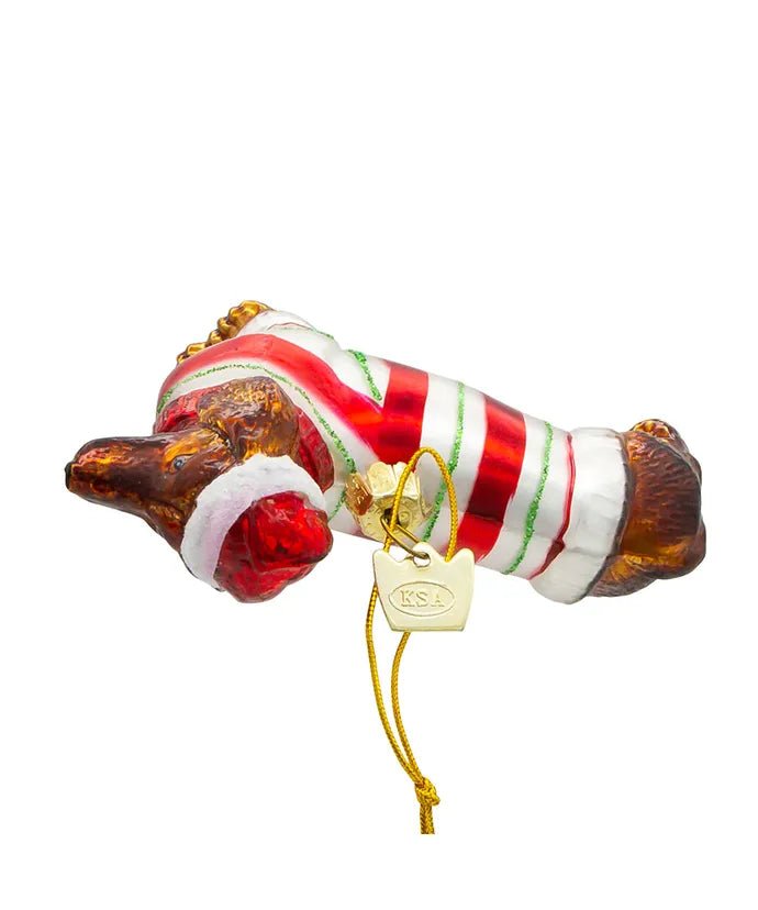 Dachshund with Bow Glass Ornament – Noble Gems - Tree Treasures