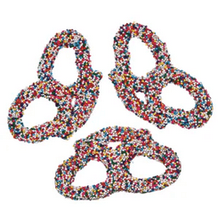 Dark Chocolate Nonpareil Pretzels - Tree Treasures