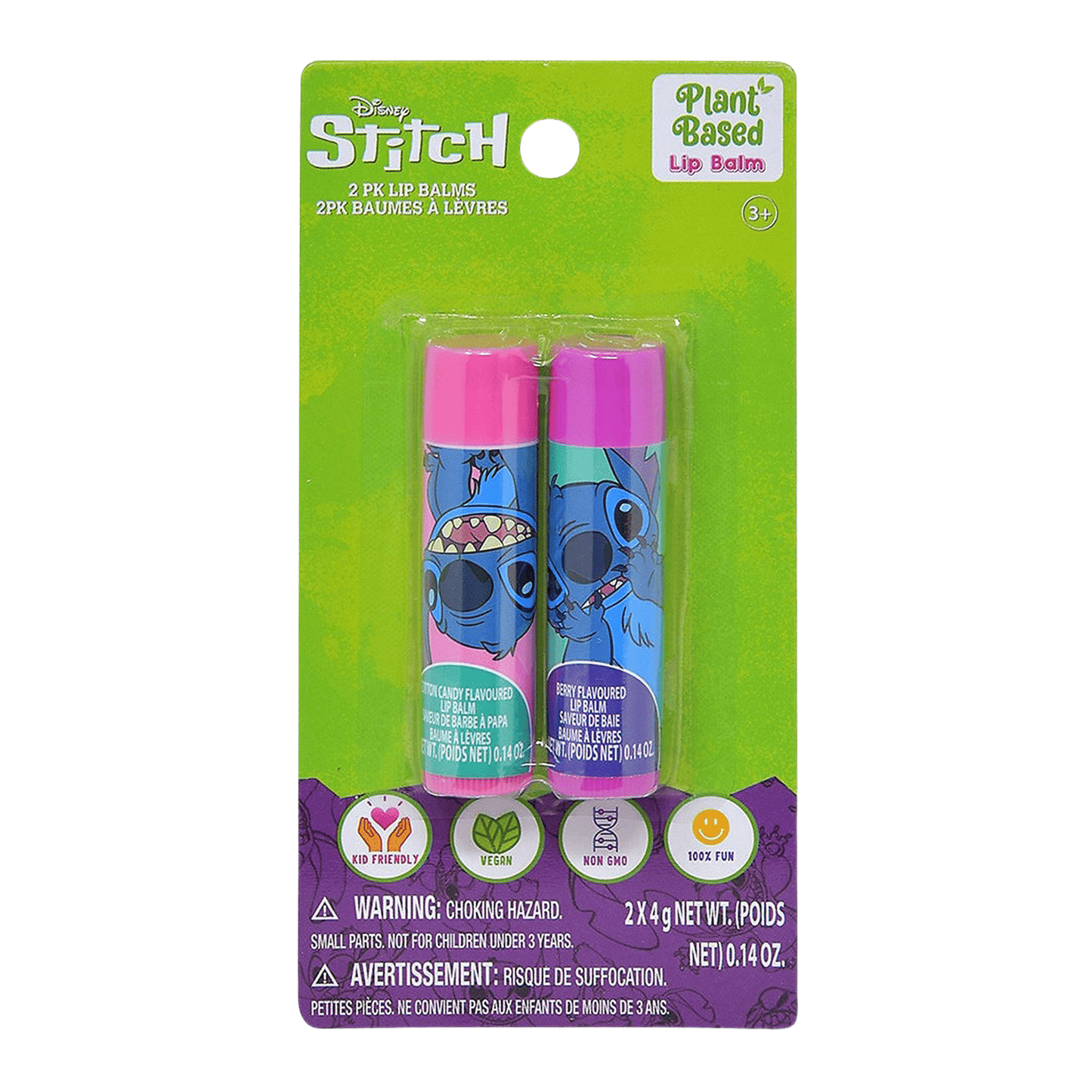 Disney’s Stitch Lip Balm 2 - Pack – .14 oz Each, Kids Collectible Set - Tree Treasures