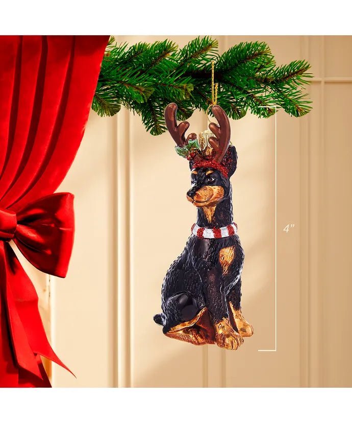 Doberman Glass Ornament – 4 - Inch Noble Gems - Tree Treasures