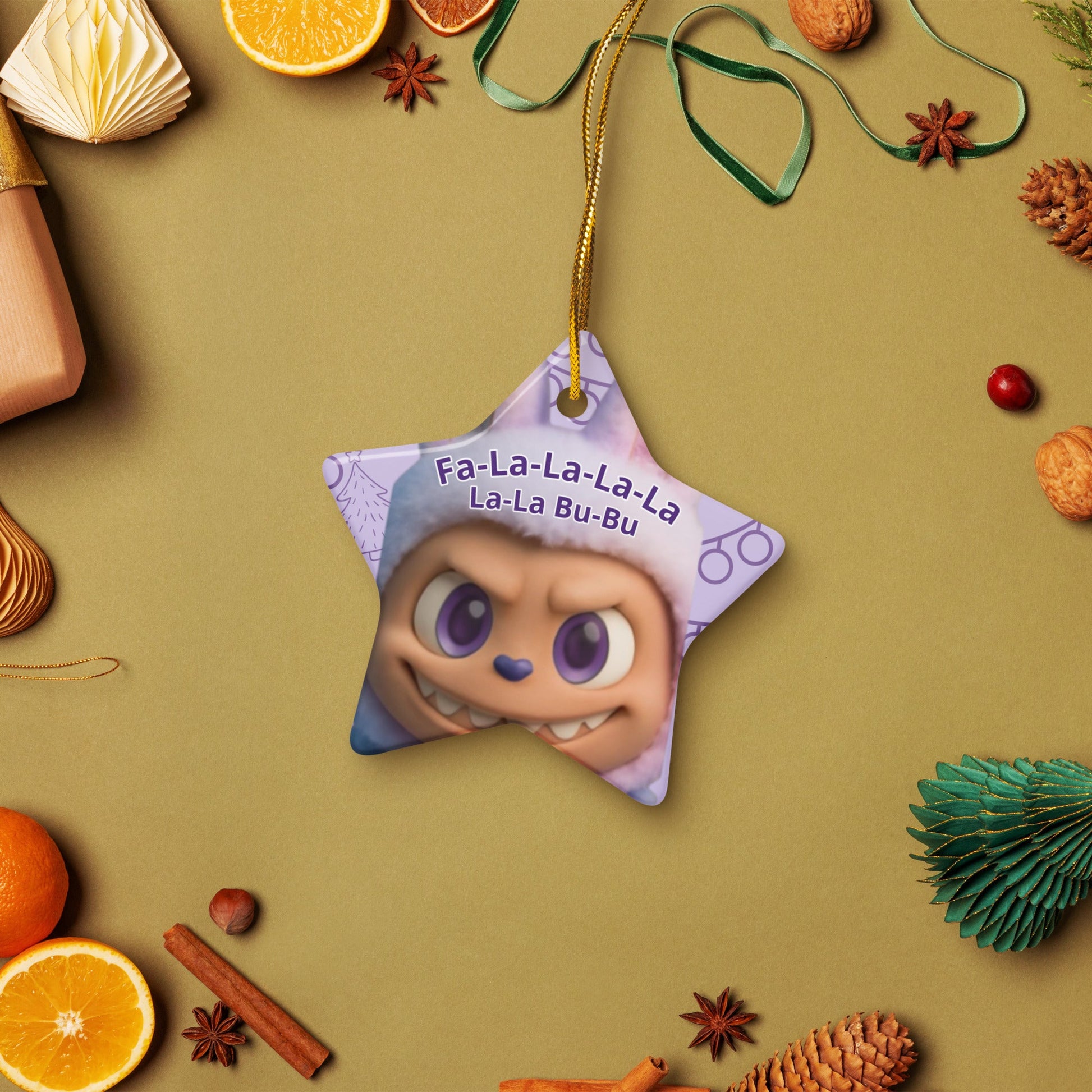 Fa - La - La Bu - Bu Mischief Star Ornament – Funny Ceramic Christmas Decoration - Tree Treasures