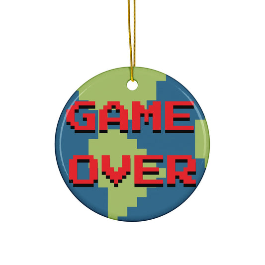 Game Over Earth Ornament – Retro Gamer Globe Apocalypse - Tree Treasures
