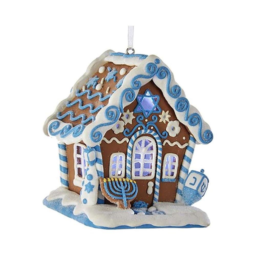 Gingerbread Led Hanukkah House by Kurt Adler - Tree Treasures