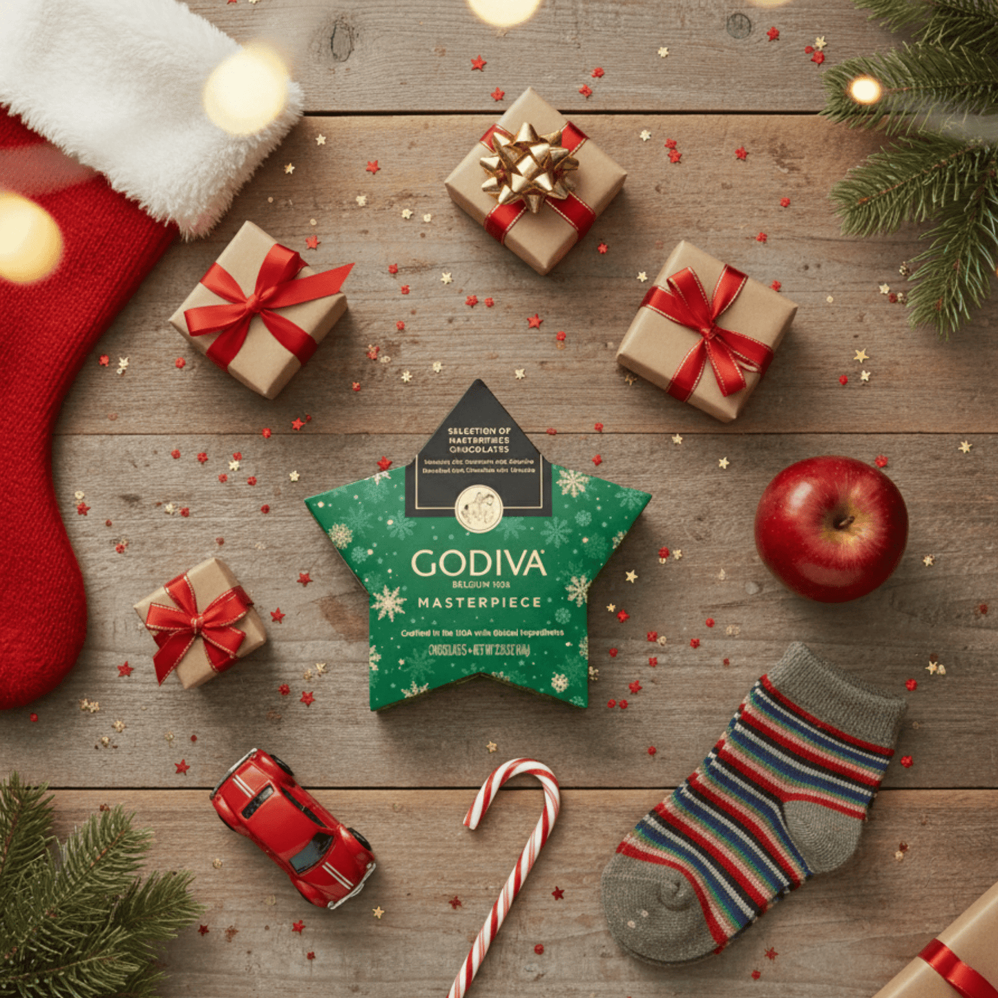 GODIVA Masterpiece Holiday Star Ornament 2.25 oz – Premium Assorted Chocolates - Tree Treasures