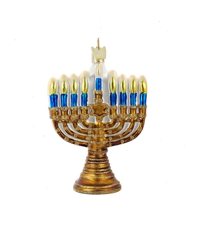 Gold Jewish Menorah Glass Ornament – Noble Gems - Tree Treasures