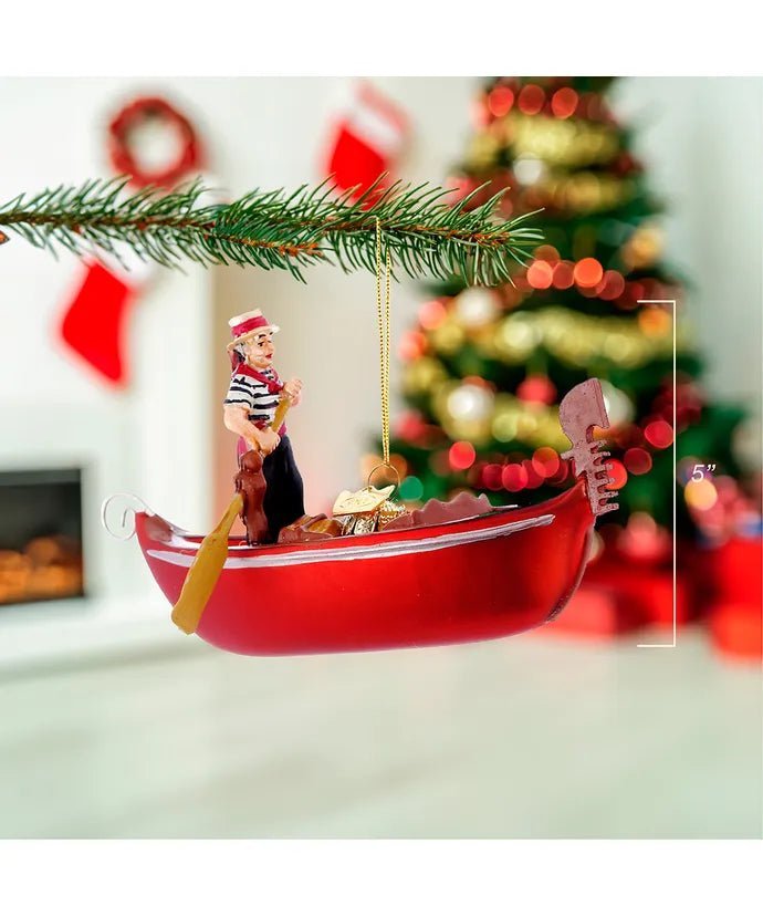 Gondola Glass Ornament – 5 - Inch Noble Gems by Kurt Adler - Tree Treasures