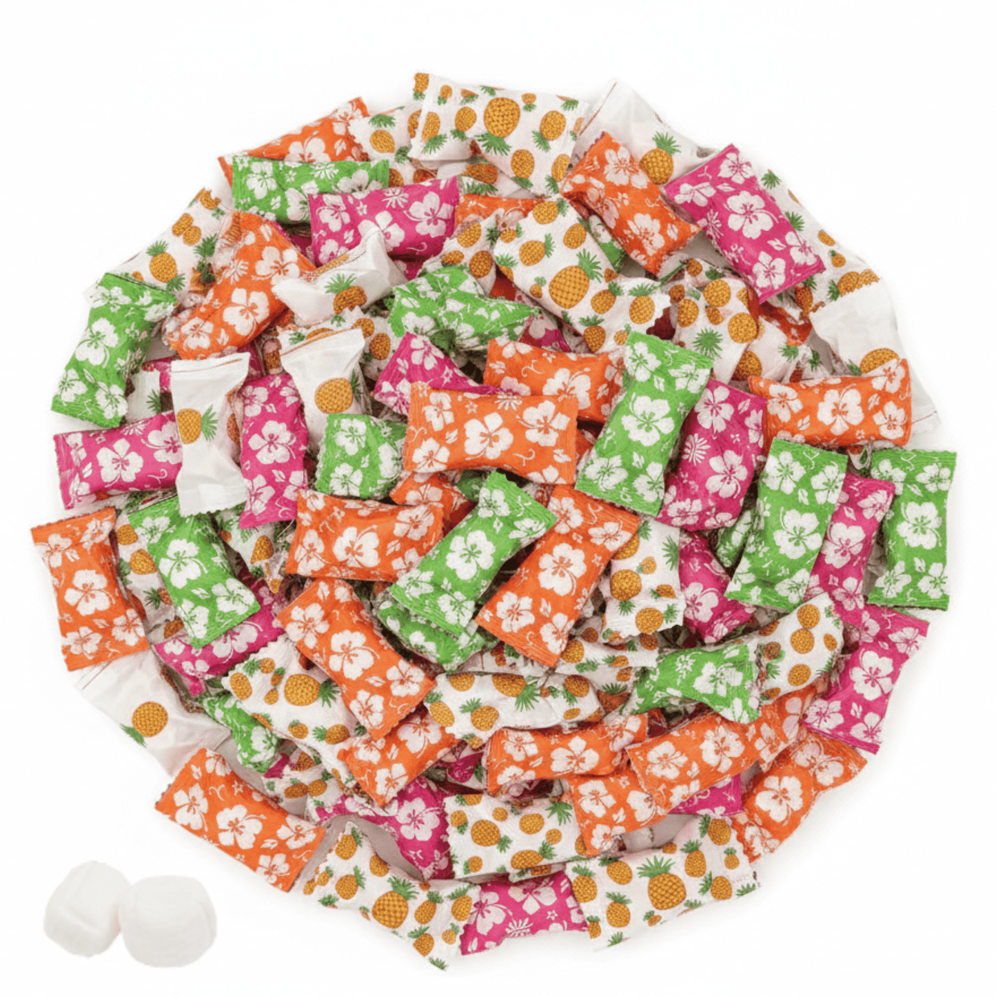 Hibiscus & Pineapple Buttermints 432ct – Tropical Luau Candy for Hawaiian Party, Beach Candy Buffet, Moana Birthday, Aloha Party Mints, Individually Wrapped Buttermints in Bulk - Tree Treasures