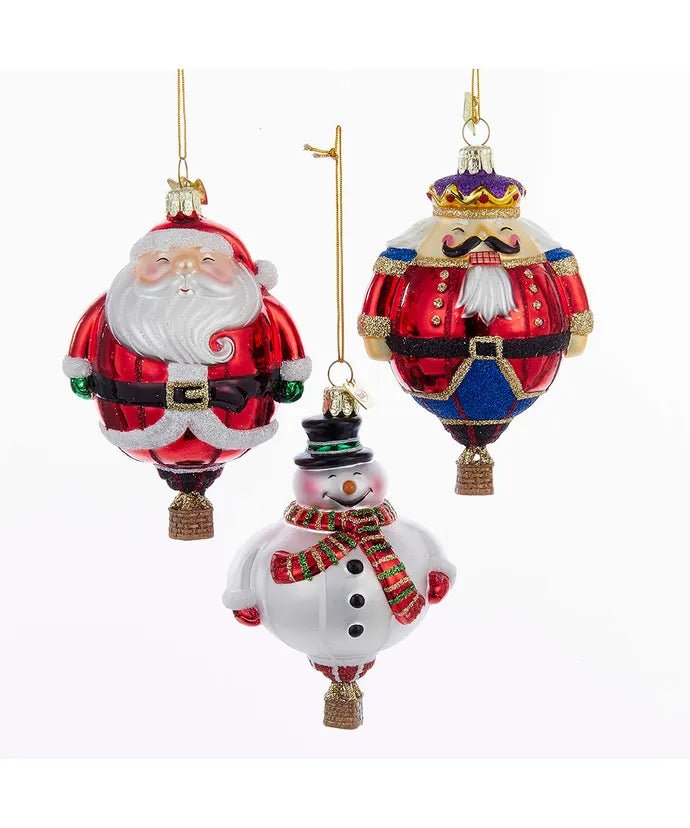 Hot Air Balloon Glass Ornament Set of 3 – Noble Gems - Tree Treasures