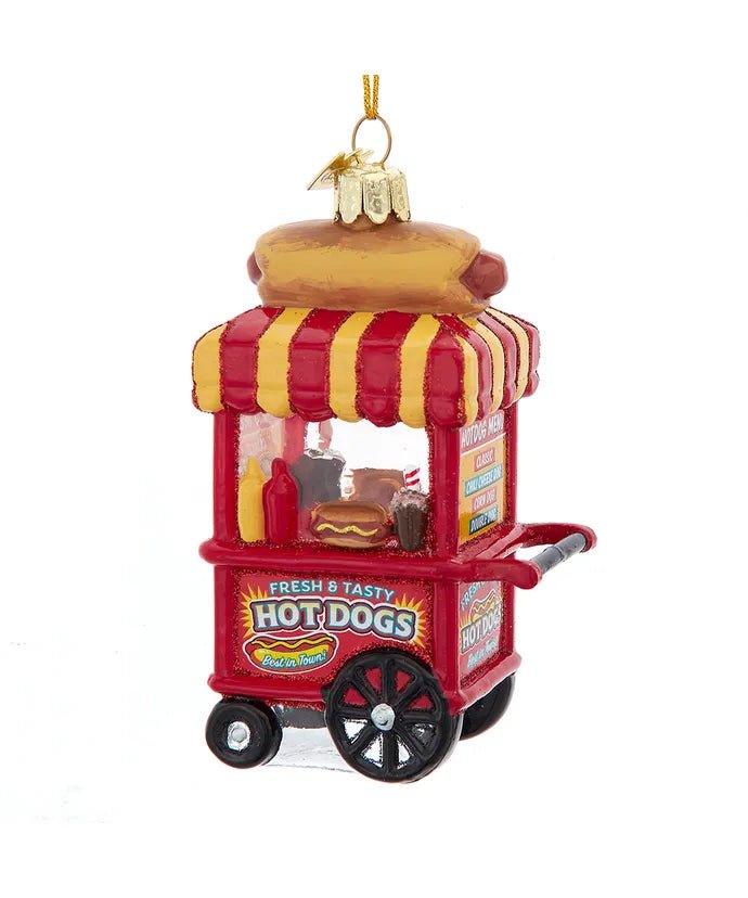 Hot Dog Cart Glass Ornament – 4.25 - Inch Noble Gems - Tree Treasures