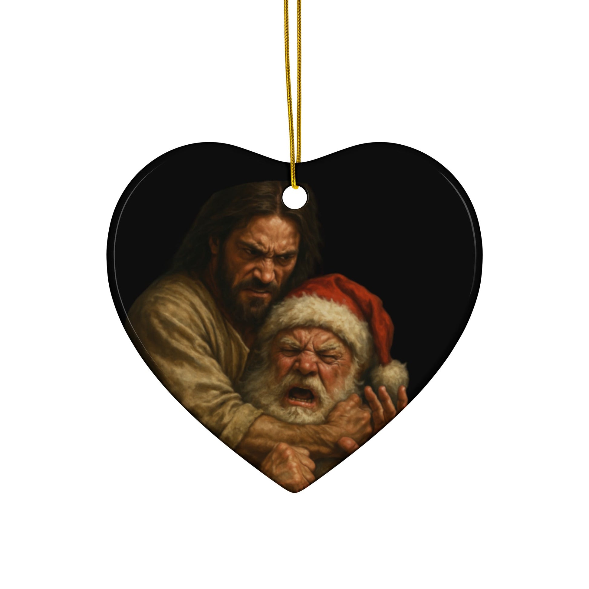Jesus vs Santa Ornament – Holiday Chaos - Tree Treasures
