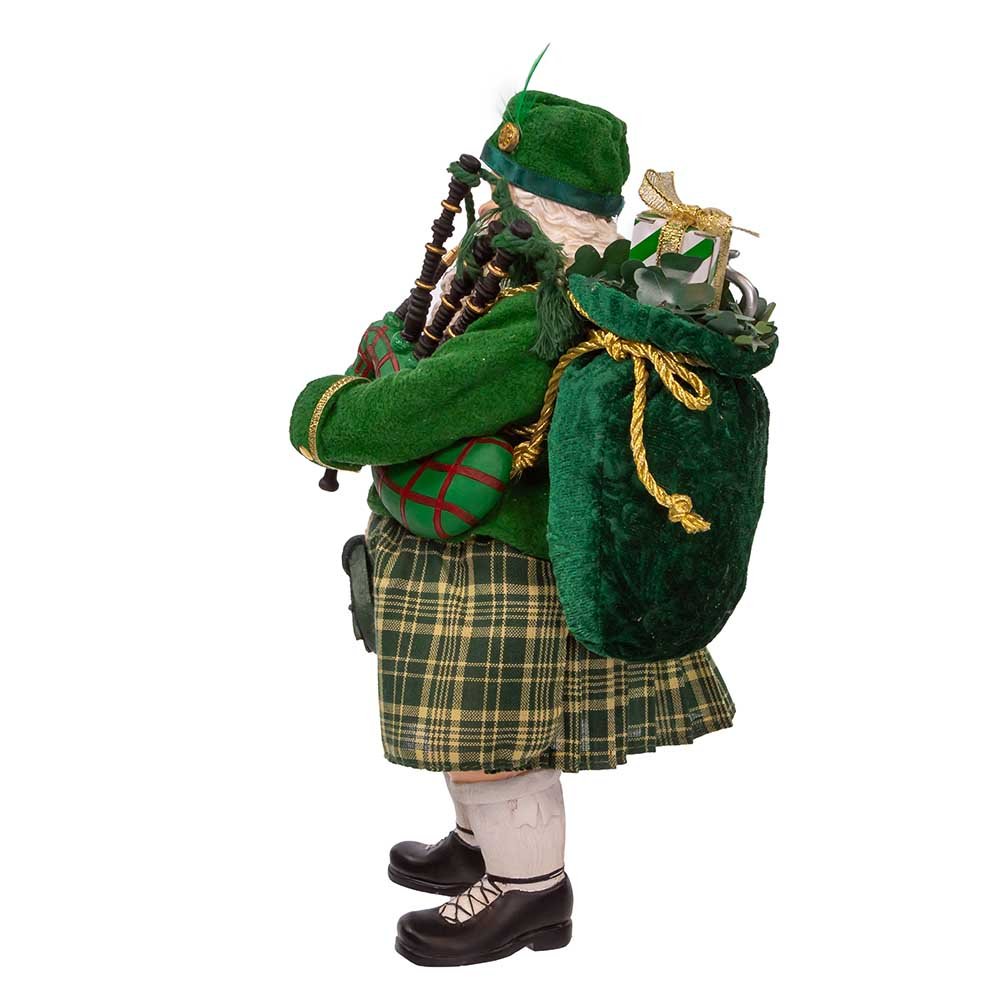 Kurt Adler 10.5" Fabriché™ Musical Irish Bagpiper Santa - Tree Treasures