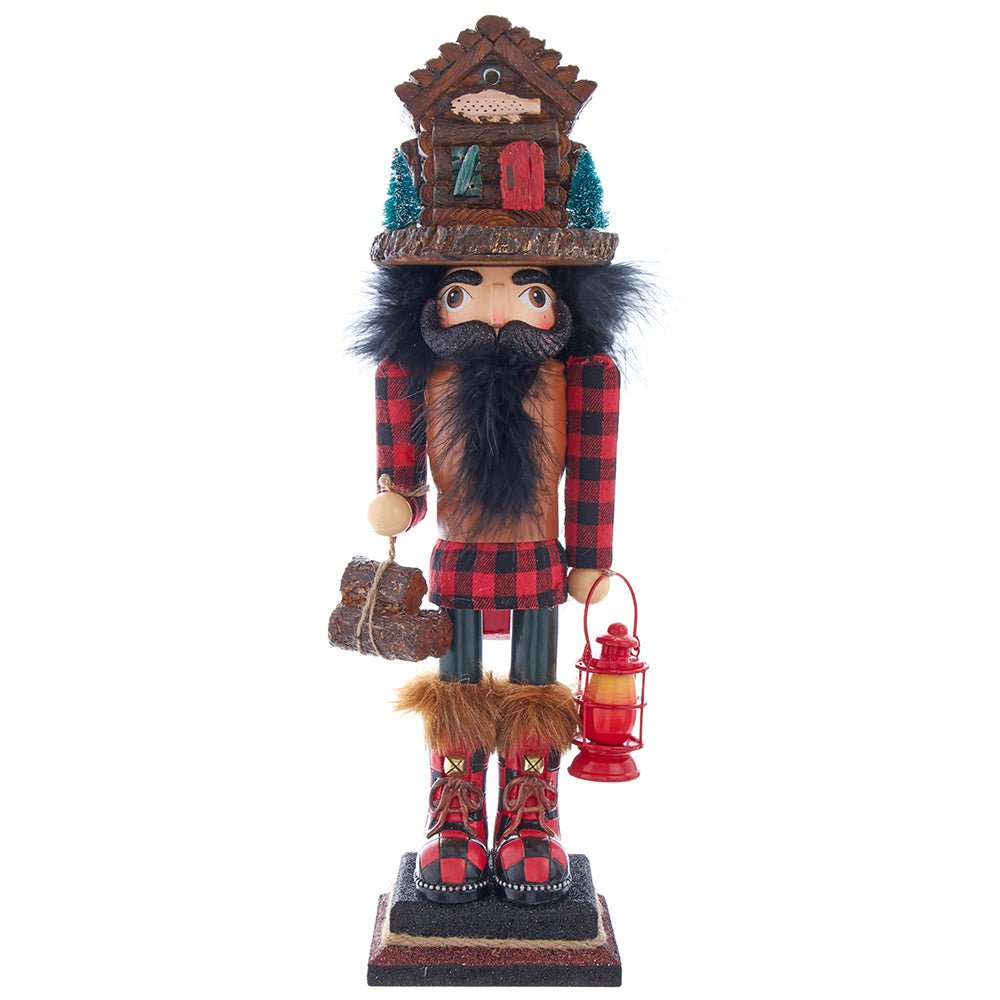 KURT ADLER 18" HOLLYWOOD LODGE NUTCRACKER WITH CABIN HAT - Tree Treasures