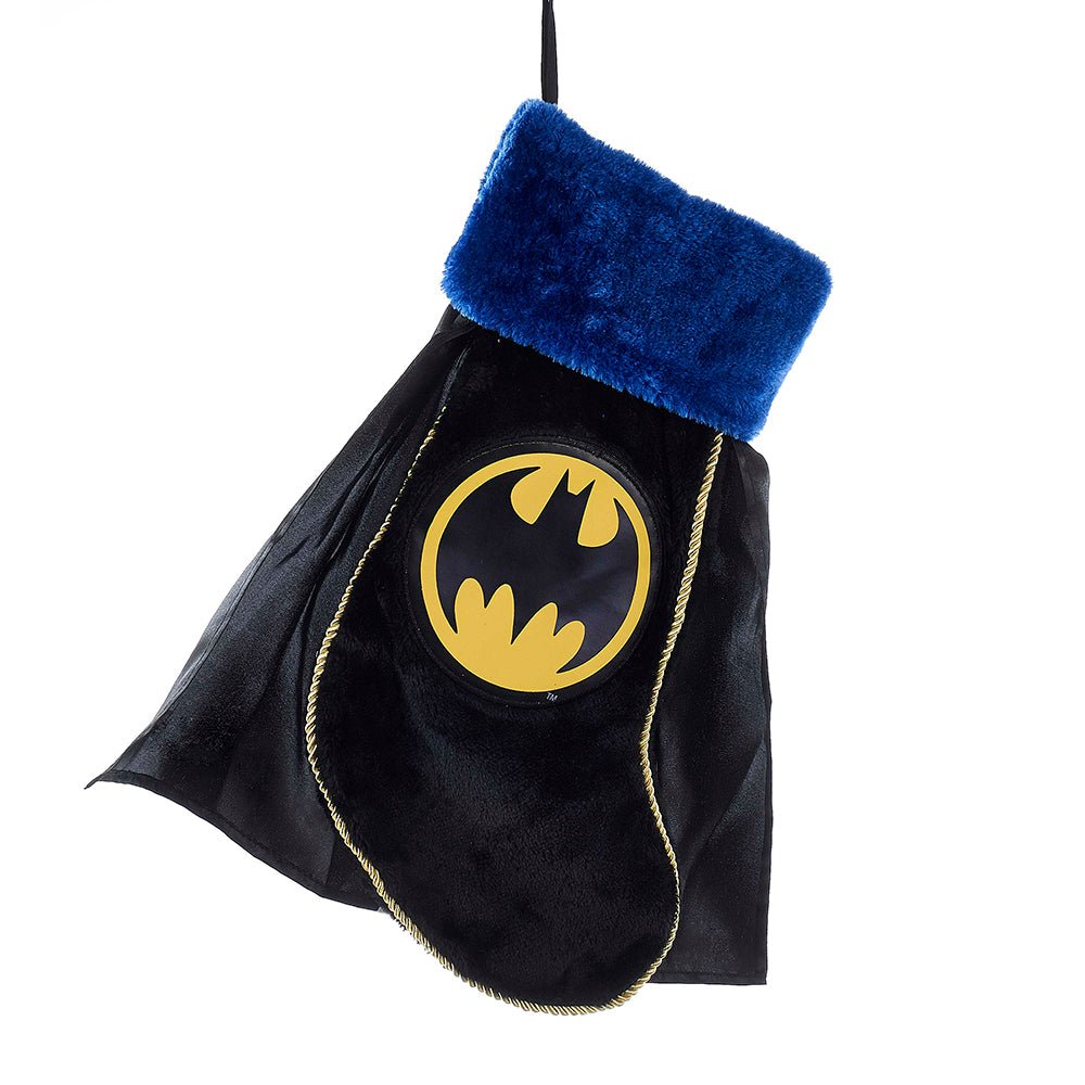 Kurt Adler 19" Batman™ Applique Stocking with Cape – Heroic Holiday Decor - Tree Treasures