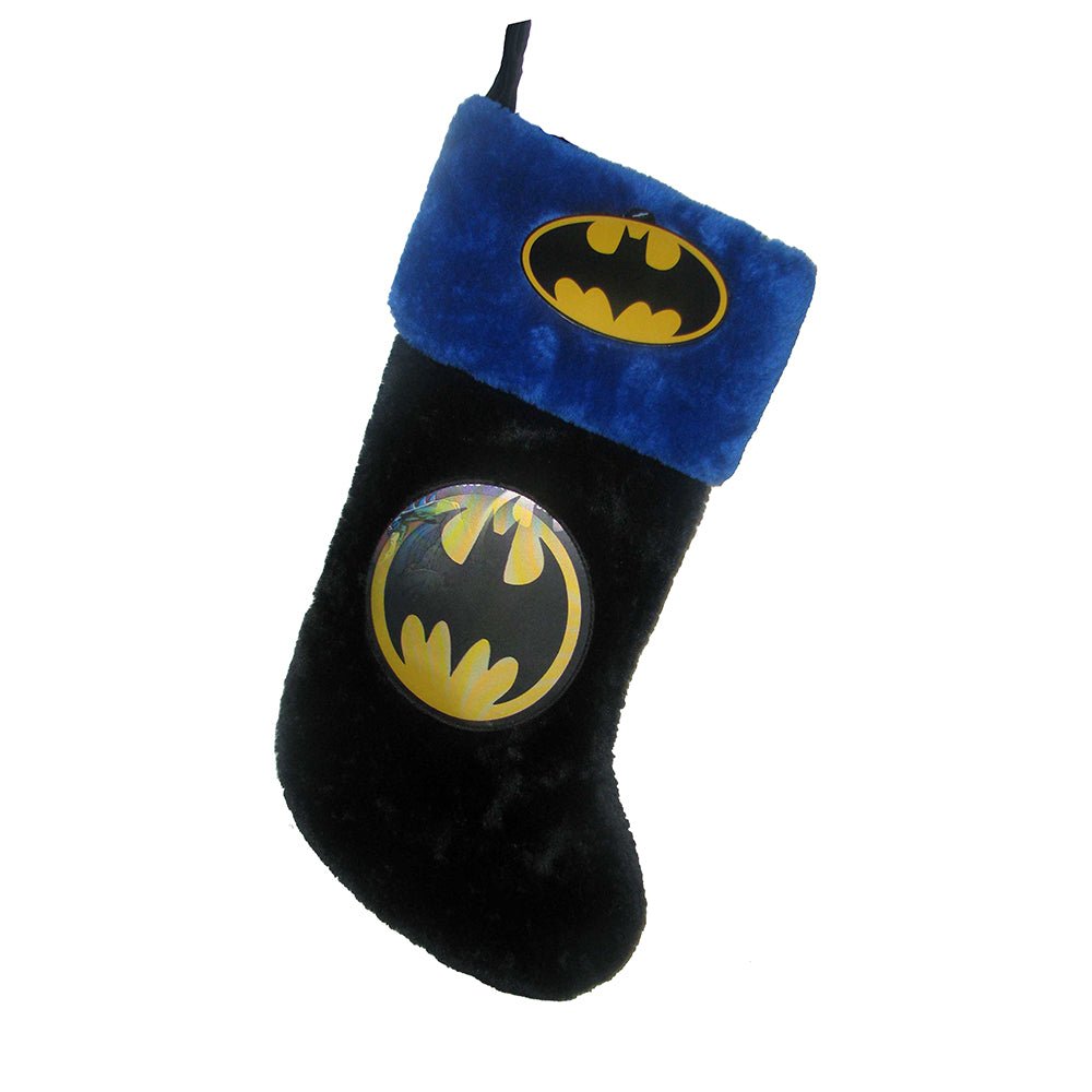 Kurt Adler 19" Batman™ Logo Plush Applique Stocking – Superhero Holiday Decor - Tree Treasures